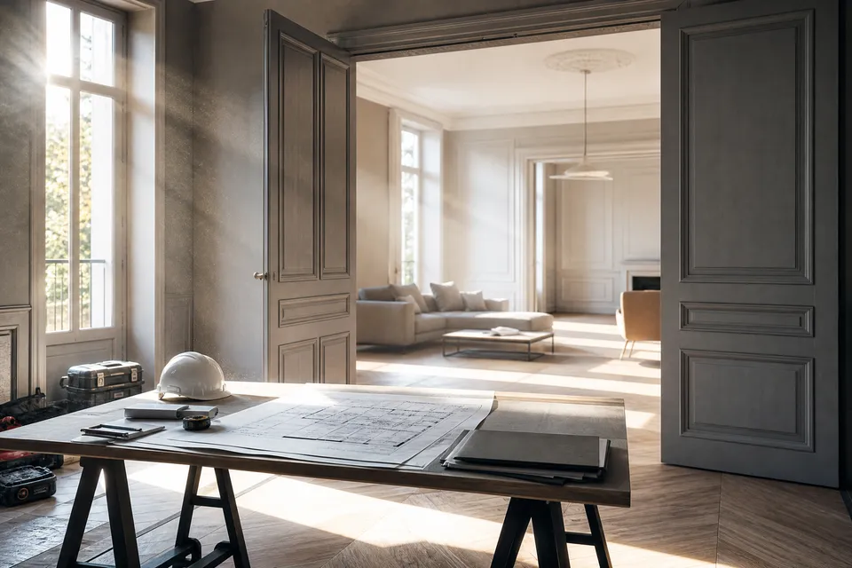 Chantier de rénovation en cours de finition